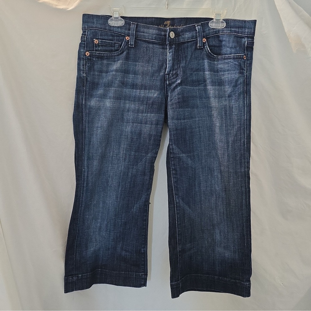 7 For All Mankind Crop Dojo Wide-leg Dark Wash Women's Size 30 Made In USA